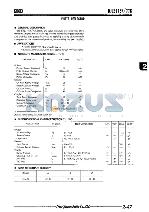 NJL5175K-F1 datasheet - PHOTO REFLECTOR