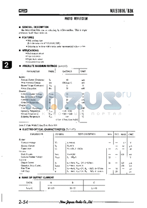 NJL5181K datasheet - PHOTO REFLECTOR