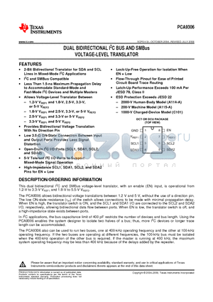 PCA9306DCUTG4 datasheet - DUAL BIDIRECTIONAL I2C BUS AND SMBus VOLTAGE-LEVEL TRANSLATOR