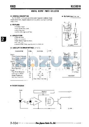 NJL5801K-F1 datasheet - DIGITAL OUTPUT PHOTO REFLECTOR