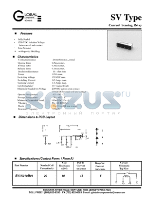 SV1A010M01 datasheet - Current Sensing Relay