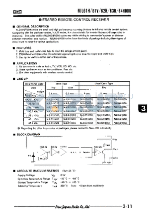 NJL61V000 datasheet - IFRARED REMOTE CONTROL RECEIVER