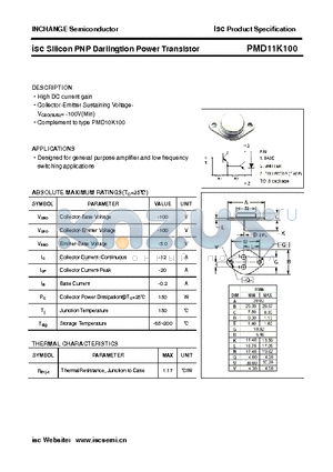 PMD11K100 datasheet - isc Silicon PNP Darlingtion Power Transistor