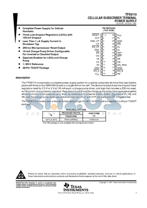 SLVS164 datasheet - CELLULAR SUBSCRIBER TERMINAL POWER SUPPLY