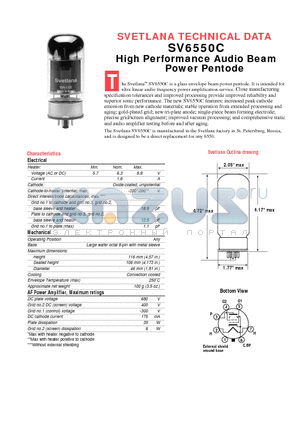 SV6550C datasheet - High Performance Audio Beam Power Pentode