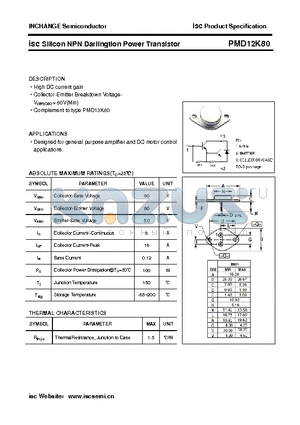 PMD12K80 datasheet - isc Silicon NPN Darlingtion Power Transistor