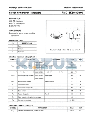 PMD16K100 datasheet - Silicon NPN Power Transistors