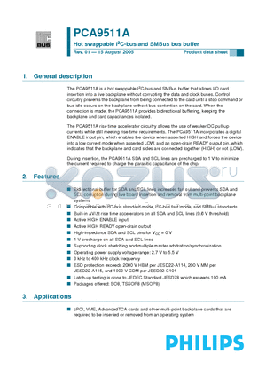 PCA9511A datasheet - Hot swappable I2C-bus and SMBus bus buffer