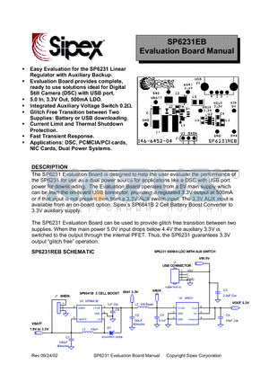 SP6231EB datasheet - Evaluation Board Manual