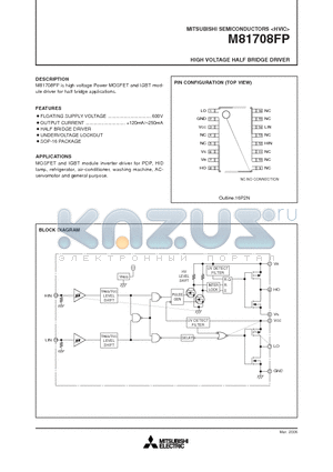 M81708FP datasheet - HIGH VOLTAGE HALF BRIDGE DRIVER