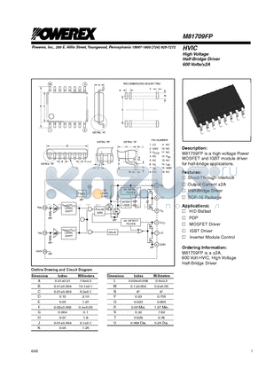 M81709FP datasheet - High Voltage Half-Bridge Driver 600 Volts/a2A
