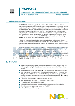 PCA9512AD datasheet - Level shifting hot swappable I2C-bus and SMBus bus buffer