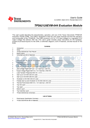 SLVU659A datasheet - TPS62125EVM-044 Evaluation Module