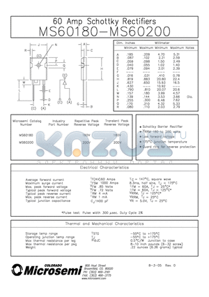 MS60200 datasheet - 60 Amp Schottky Rectifier