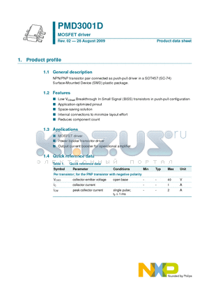 PMD3001D datasheet - MOSFET driver