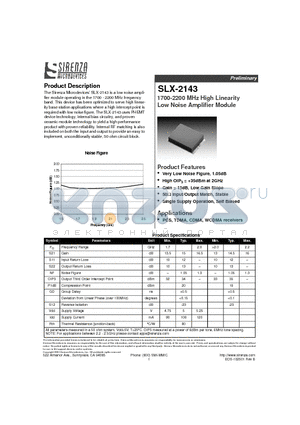 SLX-2143 datasheet - 1700-2200 MHz High Linearity