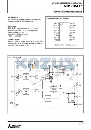 M81735FP datasheet - HIGH VOLTAGE HALF BRIDGE DRIVER