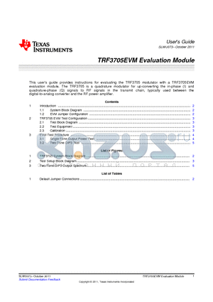 SLWU073 datasheet - TRF3705EVM Evaluation Module