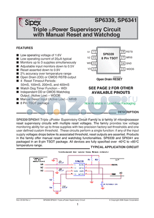 SP6339EK1-L-Z-J-C datasheet - Triple lPower Supervisory Circuit with Manual Reset and Watchdog