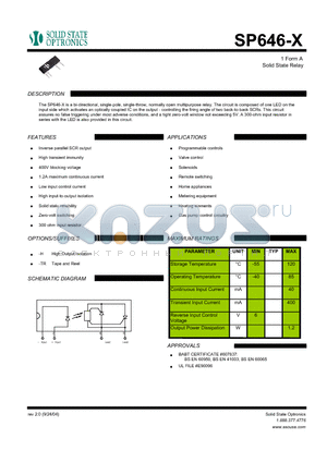 SP646-X datasheet - 1 Form A Solid State Relay
