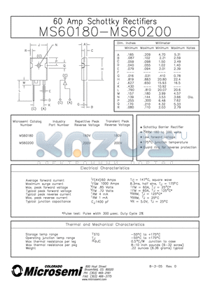 MS60180 datasheet - 60 Amp Schottky Rectifier