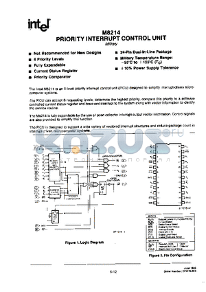 M8214 datasheet - PRIORITY INTERRUPT CONTROL UNIT