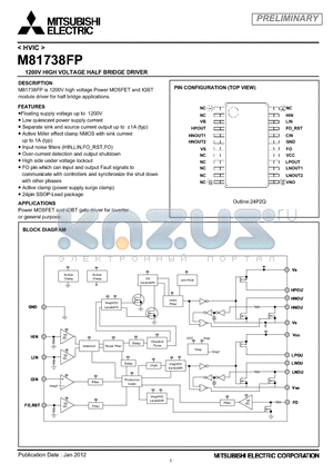 M81738FP datasheet - 1200V HIGH VOLTAGE HALF BRIDGE DRIVER