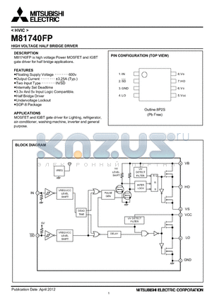 M81740FP datasheet - HIGH VOLTAGE HALF BRIDGE DRIVER