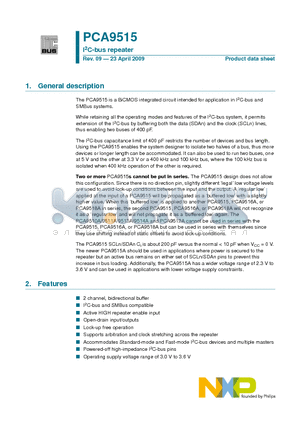 PCA9515 datasheet - I2C-bus repeater