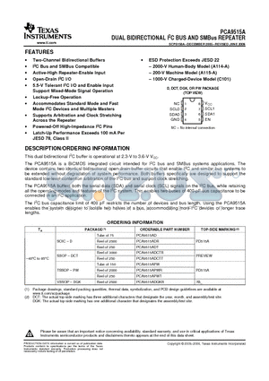 PCA9515ADR datasheet - DUAL BIDIRECTIONAL I2C BUS AND SMBus REPEATER