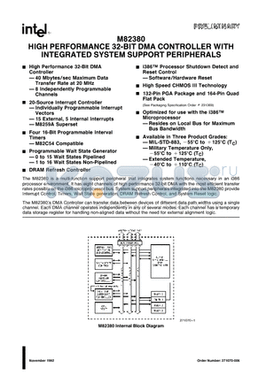 M82380 datasheet - HIGH PERFORMANCE 32-BIT DMA CONTROLLER WITH INTEGRATED SYSTEM SUPPORT PERIPHERALS