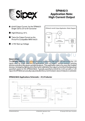 SP6643EU datasheet - Single Alkaline Cell, High Efficiency Step-Up DC-DC Converter