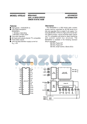 MS62256H-20RC datasheet - 32K x 8 HIGH SPEED CMOS STATIC RAM