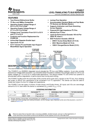 PCA9517DGKR datasheet - LEVEL-TRANSLATING I2C BUS REPEATER