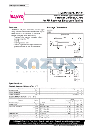 SVC201Y datasheet - Varactor Diode (IOCAP) for FM Receiver Electronic Tuning