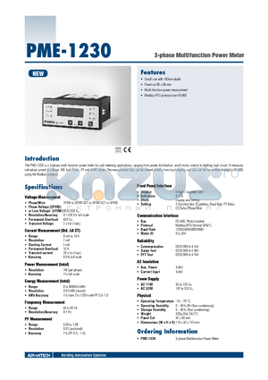 PME-1230 datasheet - 3-phase Multifunction Power Meter