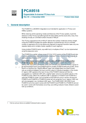 PCA9518 datasheet - Expandable 5-channel I2C-bus hub