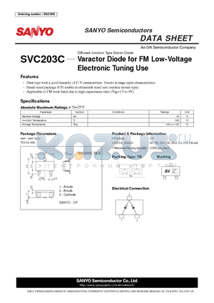 SVC203C_12 datasheet - Varactor Diode for FM Low-Voltage Electronic Tuning Use