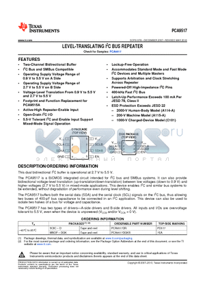 PCA9517DG4 datasheet - LEVEL-TRANSLATING I2C BUS REPEATER