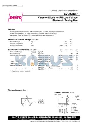 SVC203CP datasheet - Varactor Diode for FM Low-Voltage Electronic Tuning Use