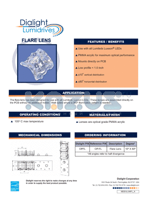 OPFL datasheet - FLARE LENS