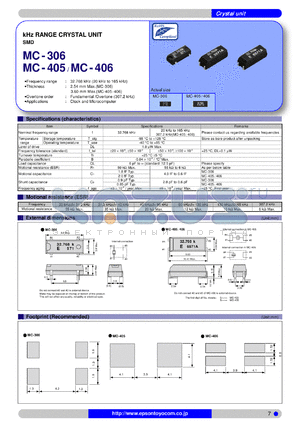 MC-306 datasheet - kHz RANGE CRYSTAL UNIT SMD