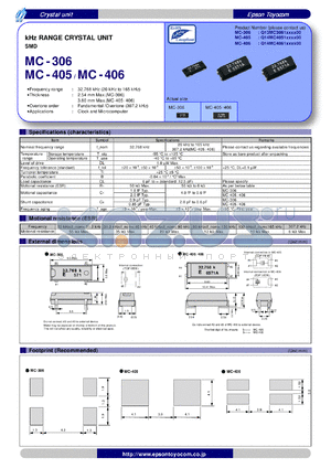 MC-405 datasheet - kHz RANGE CRYSTAL UNIT SMD