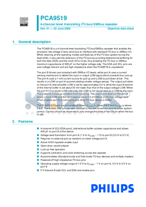 PCA9519PW datasheet - 4-channel level translating I2C-bus/SMBus repeater