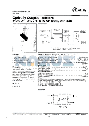 OPI1264A datasheet - OPTICALLY COUPLED ISOLATORS