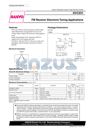 SVC231 datasheet - FM Receiver Electronic Tuning Applications