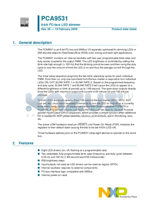 PCA9531BS datasheet - 8-bit I2C-bus LED dimmer