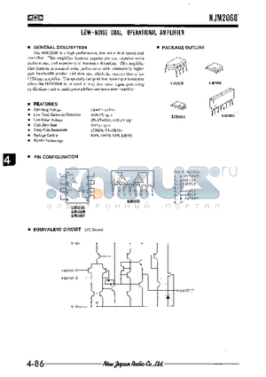 NJM2068 datasheet - LOW-NOISE DUAL OPERATIONAL AMPLIFIER