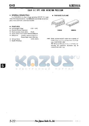 NJM2065AM datasheet - DOLBY B-C TYPE NOISE REDUCTION PROCESSOR