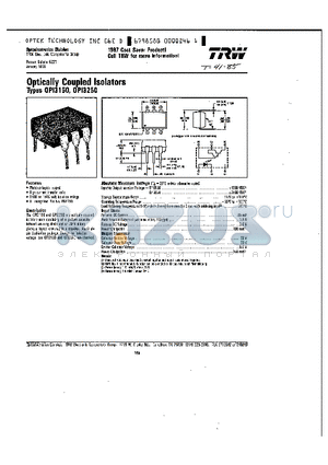 OPI3250 datasheet - OPTICALLY COUPLED ISOLATORS